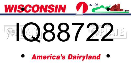 IQ88722 Wisconsin License Plate