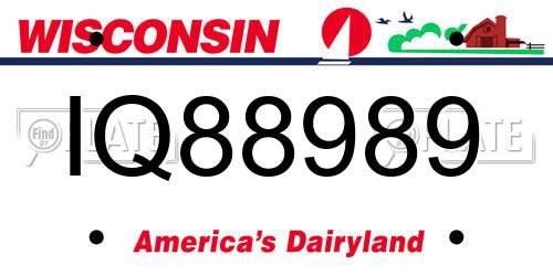 IQ88989 Wisconsin License Plate
