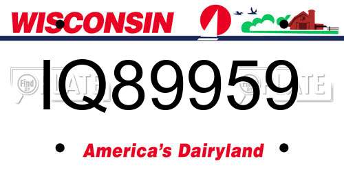IQ89959 Wisconsin License Plate