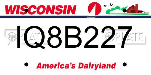 IQ8B227 Wisconsin License Plate