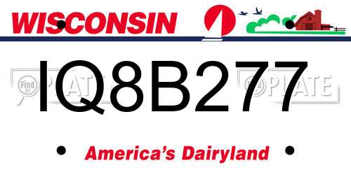 IQ8B277 Wisconsin License Plate