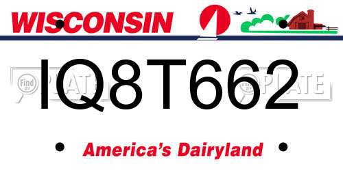 IQ8T662 Wisconsin License Plate