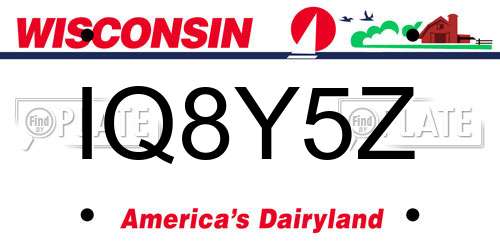 IQ8Y5Z Wisconsin License Plate