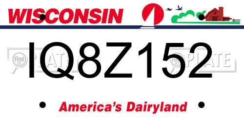 IQ8Z152 Wisconsin License Plate