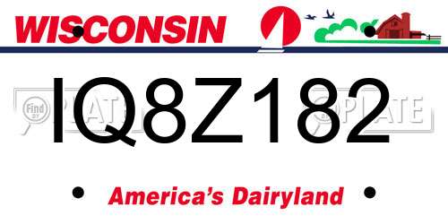 IQ8Z182 Wisconsin License Plate