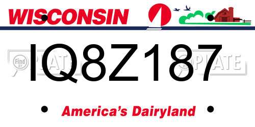 IQ8Z187 Wisconsin License Plate
