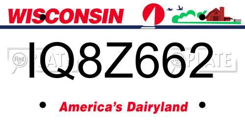 IQ8Z662 Wisconsin License Plate
