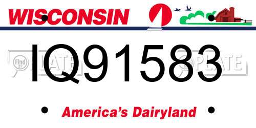 IQ91583 Wisconsin License Plate