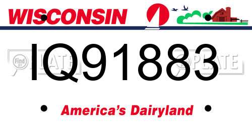 IQ91883 Wisconsin License Plate
