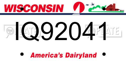 IQ92041 Wisconsin License Plate