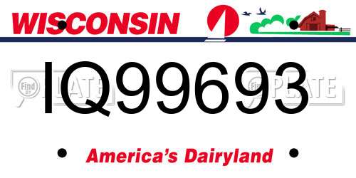 IQ99693 Wisconsin License Plate