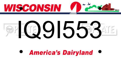 IQ9I553 Wisconsin License Plate