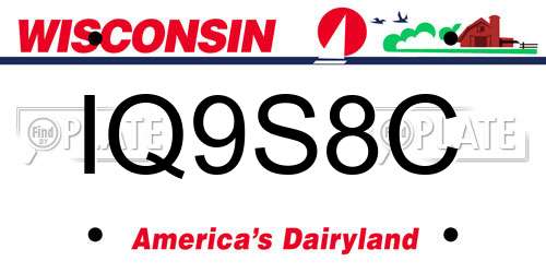 IQ9S8C Wisconsin License Plate
