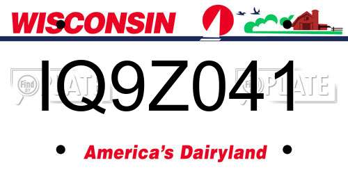 IQ9Z041 Wisconsin License Plate
