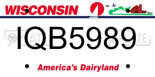 IQB5989 Wisconsin License Plate