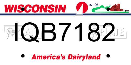 IQB7182 Wisconsin License Plate