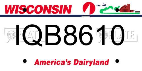 IQB8610 Wisconsin License Plate