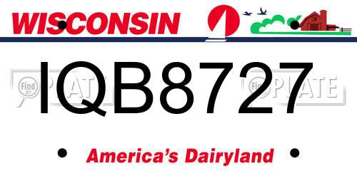 IQB8727 Wisconsin License Plate
