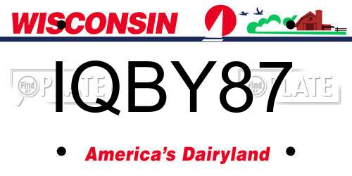 IQBY87 Wisconsin License Plate