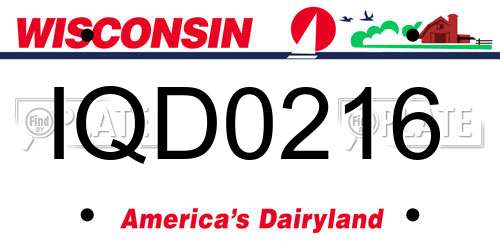 IQD0216 Wisconsin License Plate