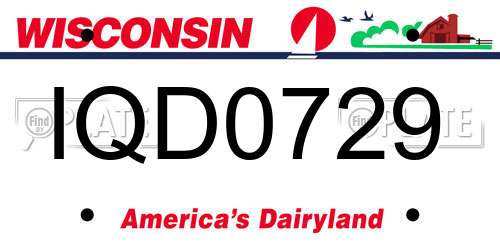 IQD0729 Wisconsin License Plate