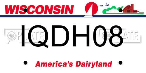 IQDH08 Wisconsin License Plate