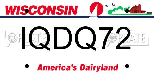 IQDQ72 Wisconsin License Plate