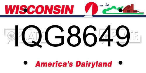 IQG8649 Wisconsin License Plate
