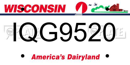 IQG9520 Wisconsin License Plate