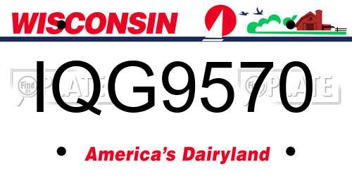IQG9570 Wisconsin License Plate