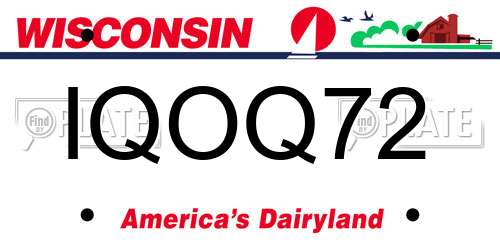 IQOQ72 Wisconsin License Plate