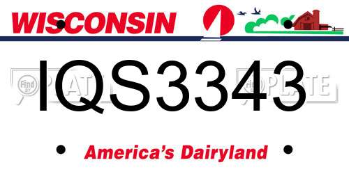 IQS3343 Wisconsin License Plate