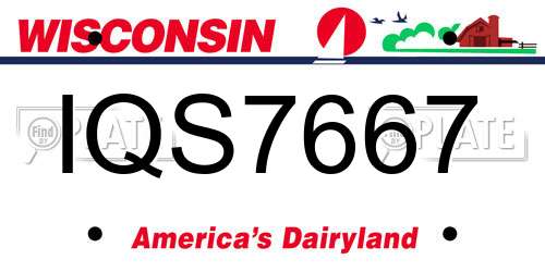 IQS7667 Wisconsin License Plate
