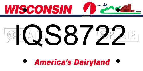 IQS8722 Wisconsin License Plate