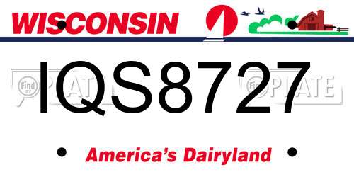 IQS8727 Wisconsin License Plate