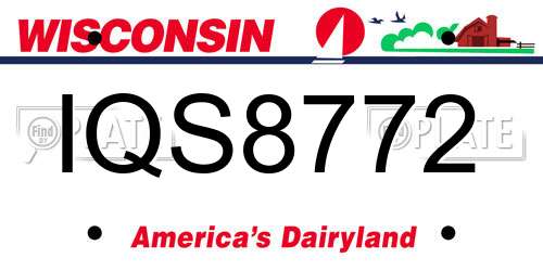 IQS8772 Wisconsin License Plate
