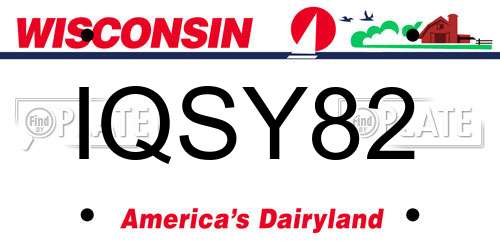 IQSY82 Wisconsin License Plate