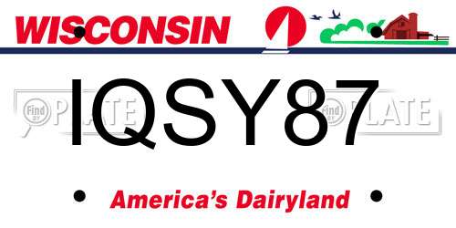IQSY87 Wisconsin License Plate
