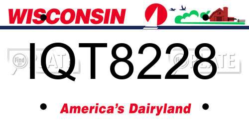 IQT8228 Wisconsin License Plate