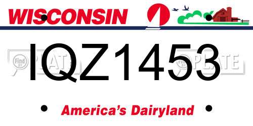 IQZ1453 Wisconsin License Plate