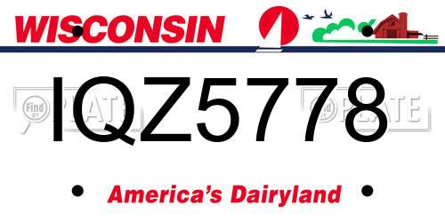 IQZ5778 Wisconsin License Plate