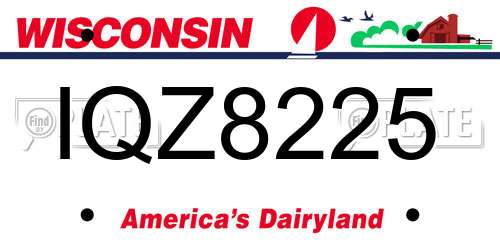IQZ8225 Wisconsin License Plate