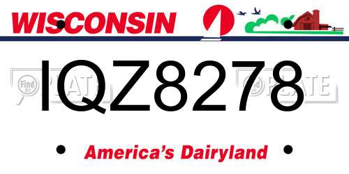 IQZ8278 Wisconsin License Plate