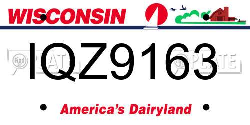 IQZ9163 Wisconsin License Plate