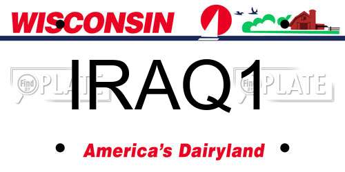IRAQ1 Wisconsin License Plate