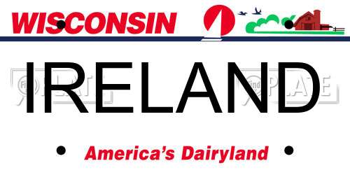 IRELAND Wisconsin License Plate