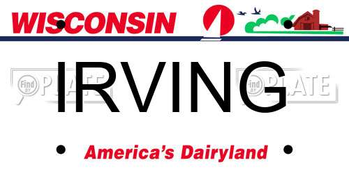 IRVING Wisconsin License Plate