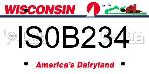 IS0B234 Wisconsin License Plate