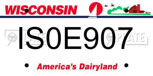 IS0E907 Wisconsin License Plate