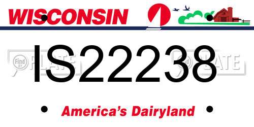 IS22238 Wisconsin License Plate